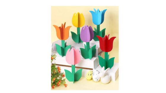 Spring Tiered Tray Decor Set Wooden Tulips